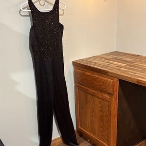 bebe Black Sequin Jumpsuit